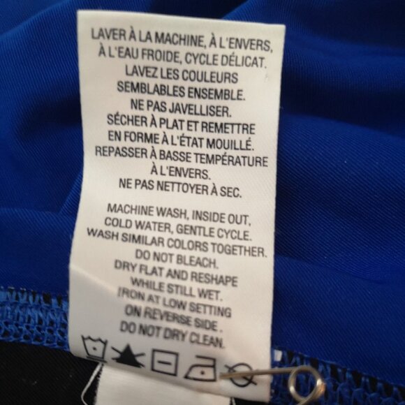 Hyba Ladies Size Medium Royal Blue & Black V-neck Short Sleeve Exercise Top - Picture 5 of 5